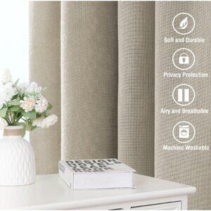 H VERSAILTEX Linen Curtain Panels 52 x 98 Beige Curtains Farmhouse Classic NEW